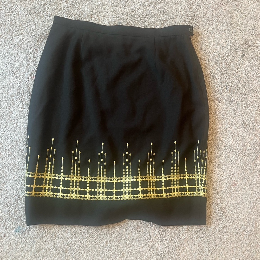 Embroidered black Rena Rowan skirt size 16